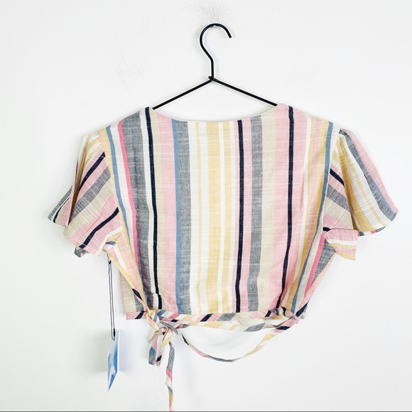 Majorelle cotton Cropped flutter sleeeve wrap top - Picture 3 of 7